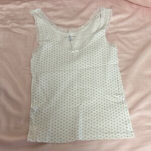 Brandy Melville White Lace Trim Tank Top